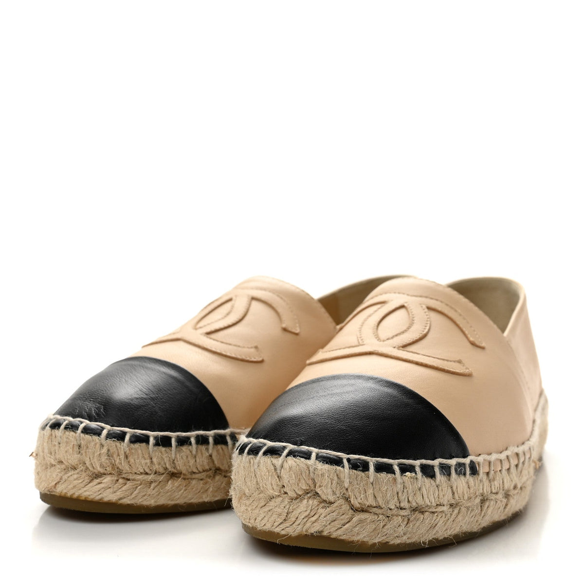 Lambskin CC Espadrilles 36 Beige Black