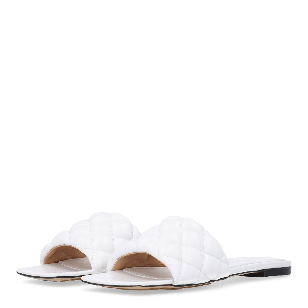 Nappa Matelasse Padded Flat Sandals 37.5 Optic White