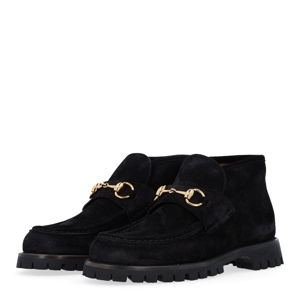Suede Horsebit Womens Ankle Boots 38.5 Black