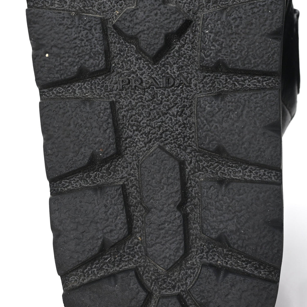Nappa Quilted Padded Logo Platform Slide Sandals 36.5 Black