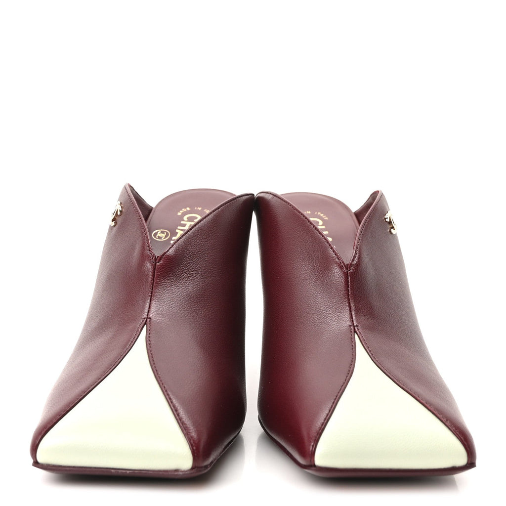 Lambskin Mules 40 Dark Burgundy Light Green