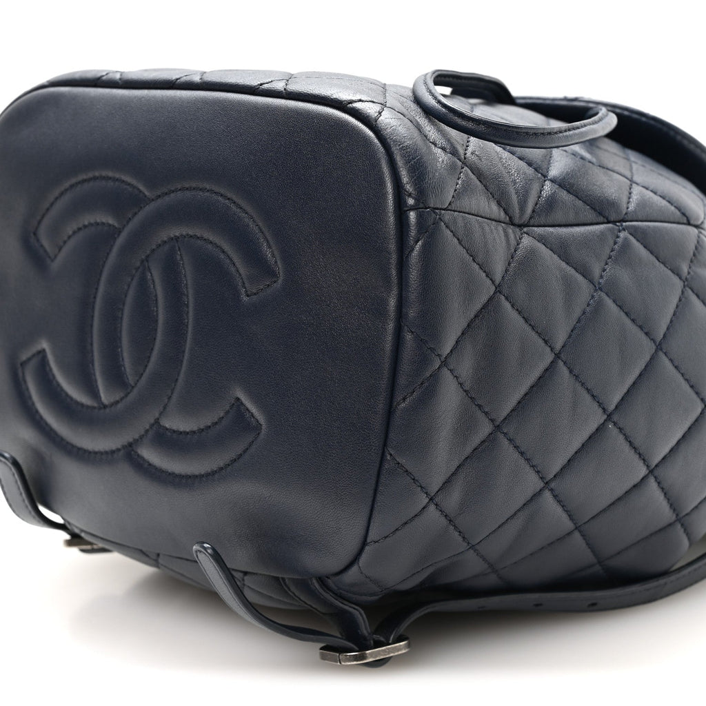Lambskin Quilted Daily Supple Backpack Blue