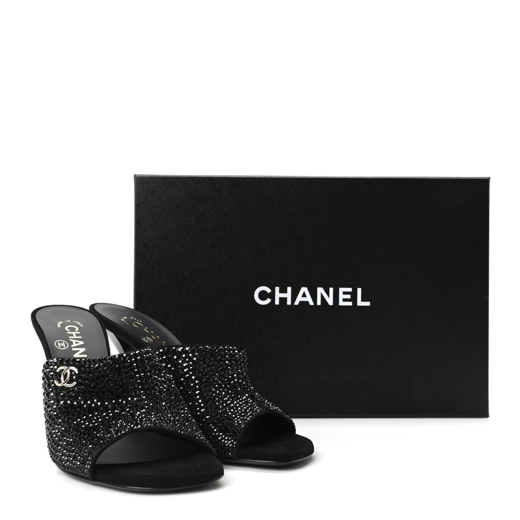 Crystal Strass CC Mules Sandals 36.5 Black