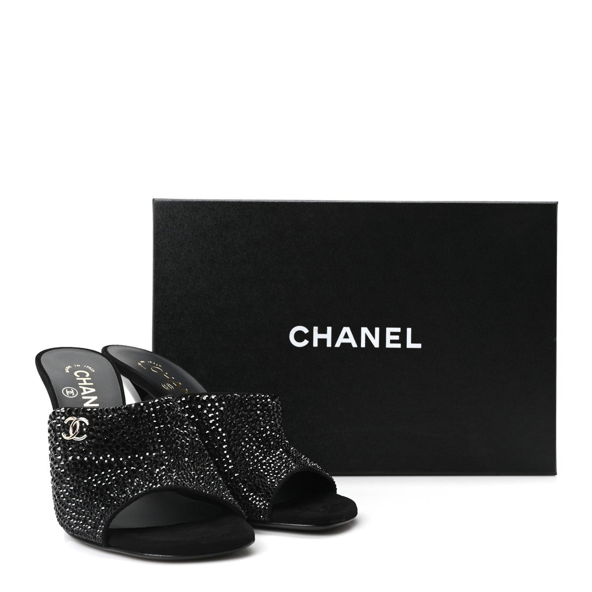 Crystal Strass CC Mules Sandals 36.5 Black