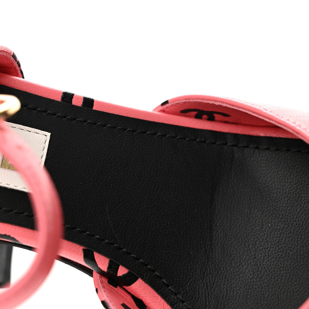 Printed Lambskin Coco Beach Sandals 37 Pink Black