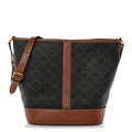 Triomphe Canvas Calfskin Medium Bucket Bag Tan