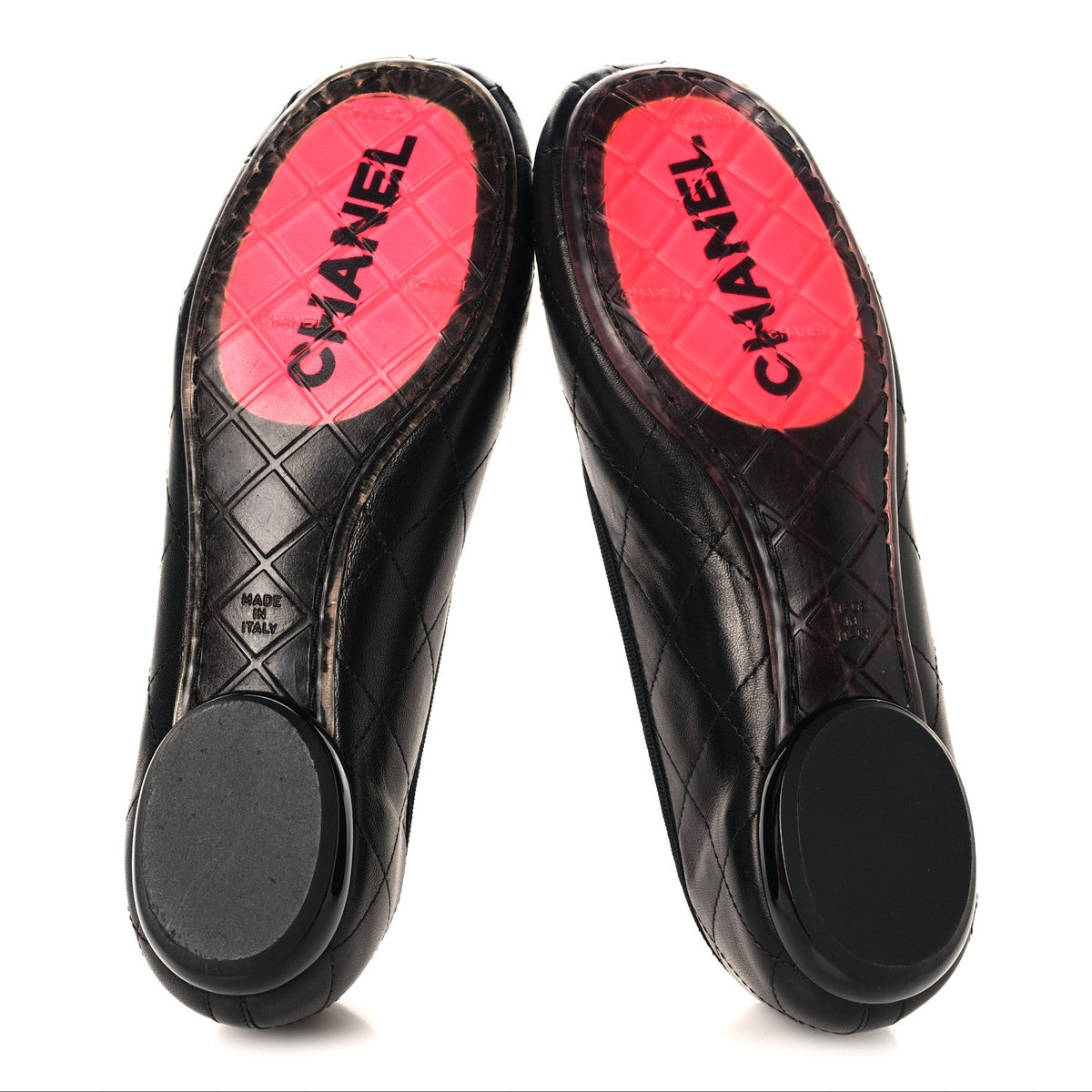 Lambskin Quilted Cambon Ballerina Flats 36.5 Black