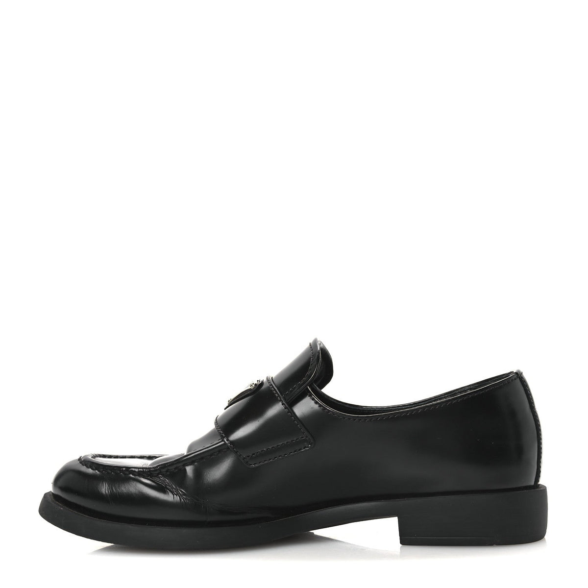 Spazzolato Metal Triangle Logo 20mm Loafers 40 Black