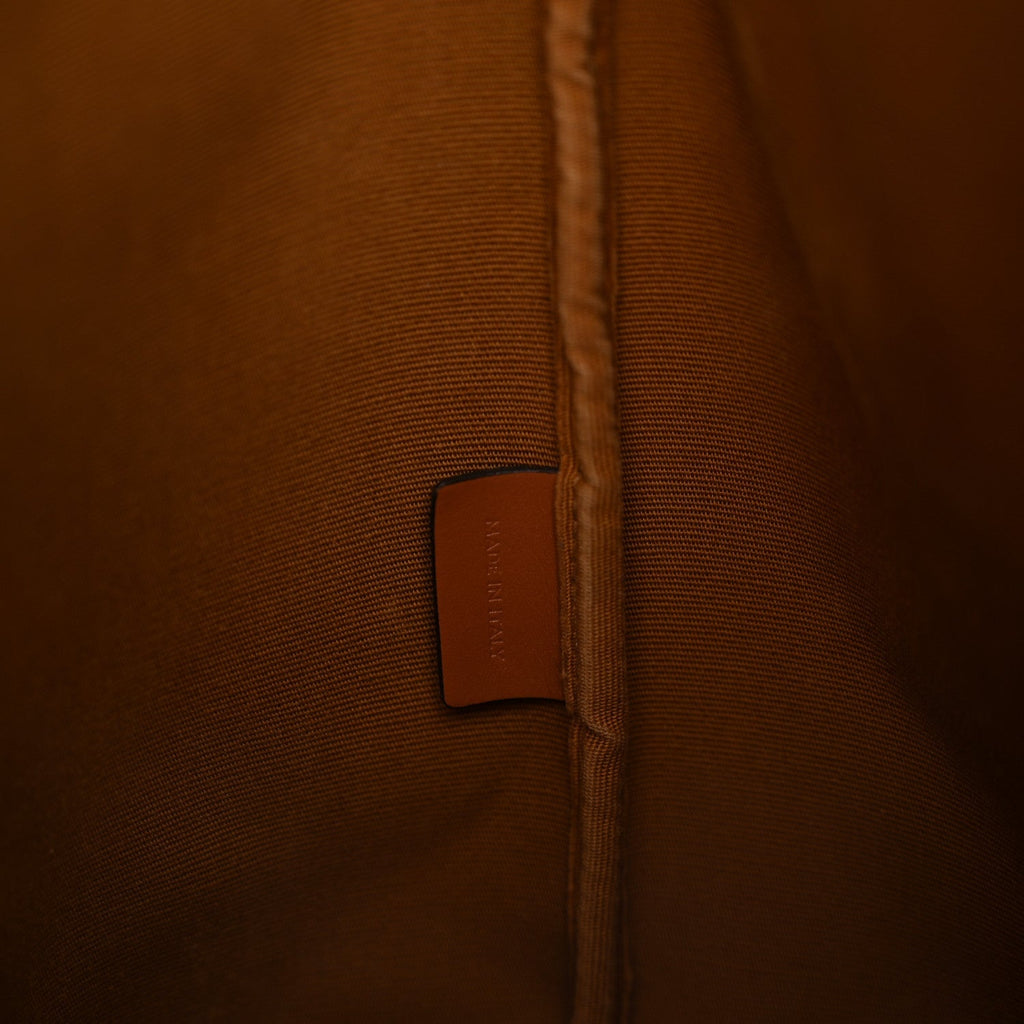 Triomphe Canvas Calfskin Medium Bucket Bag Tan