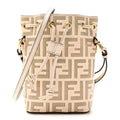 Vitello Liberty F is Fendi Bi-Color FF 1974 Embossed Mini Mon Tresor Bucket Bag Camelia Mandorlo