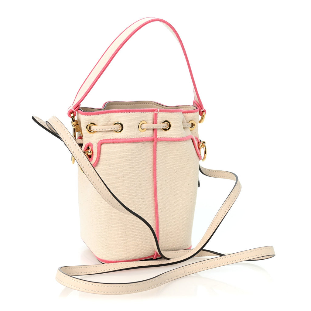 Canvas Vitello Grace F is Fendi Logo Embroidered Mini Mon Tresor Bucket Bag Grezzo Pink