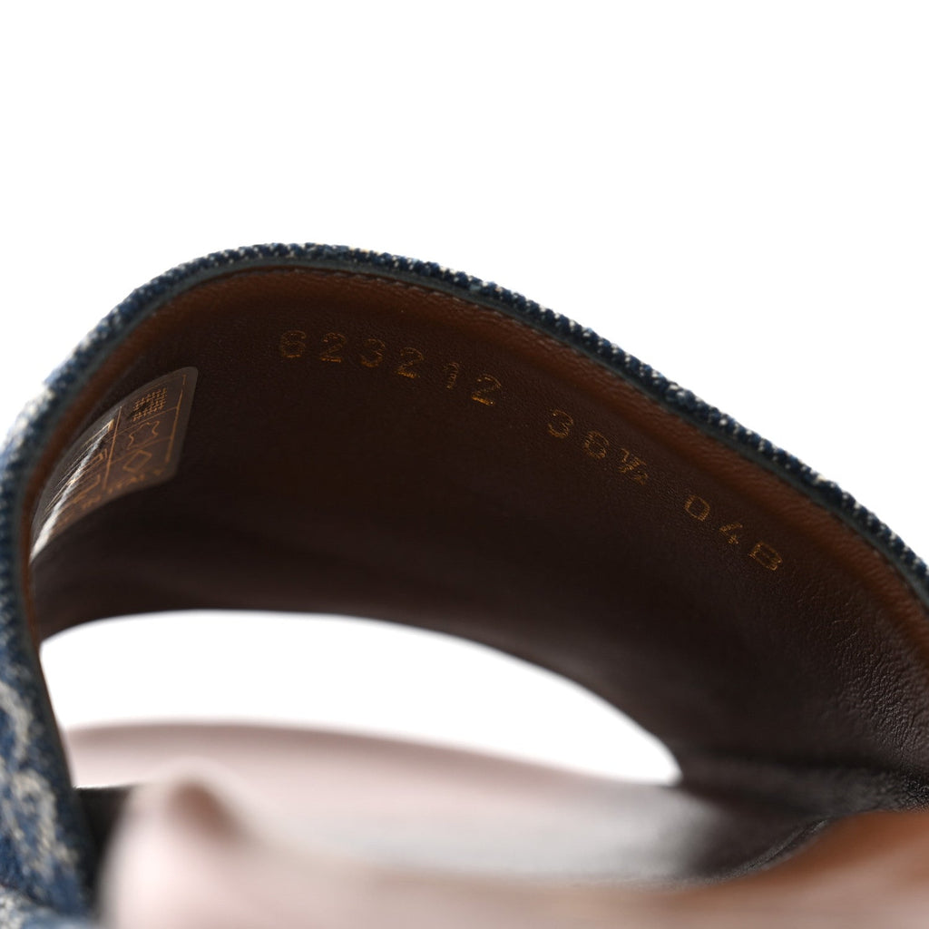 New Denim GG Monogram Angelina Platform 55mm Slide Sandals 36.5 Blue Tea