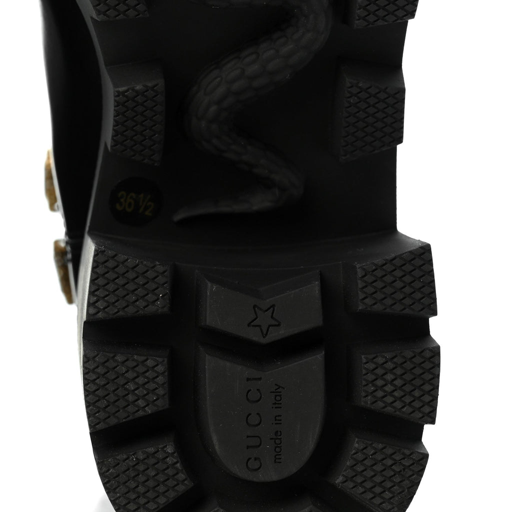 Calfskin Crystal GG Trip Chelsea Ankle Boots 36.5 Black