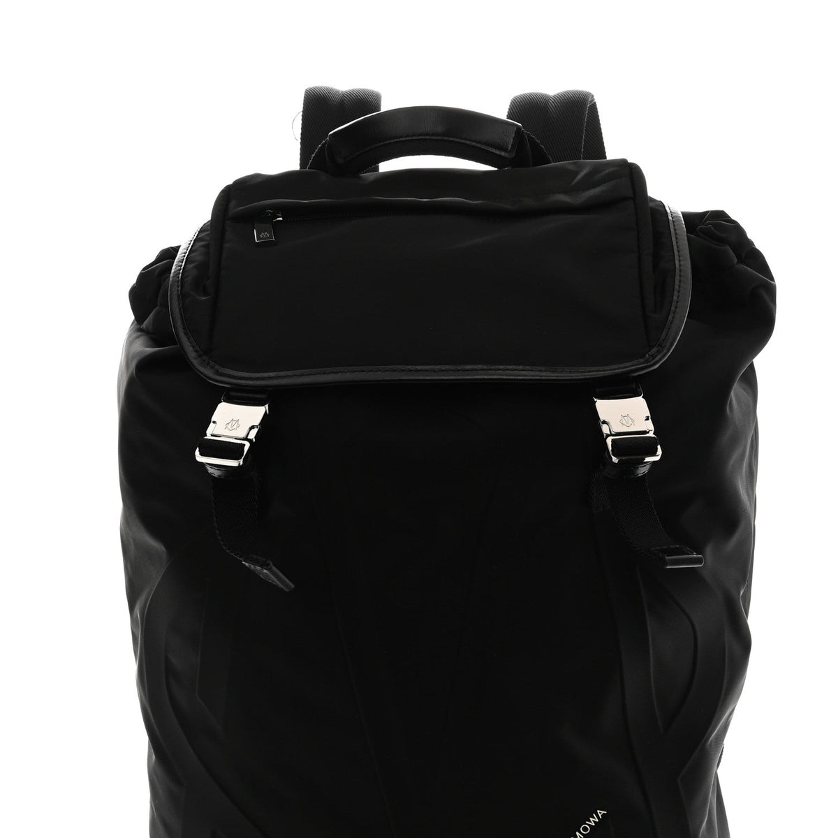 Nylon Calfskin Signature Backpack Black