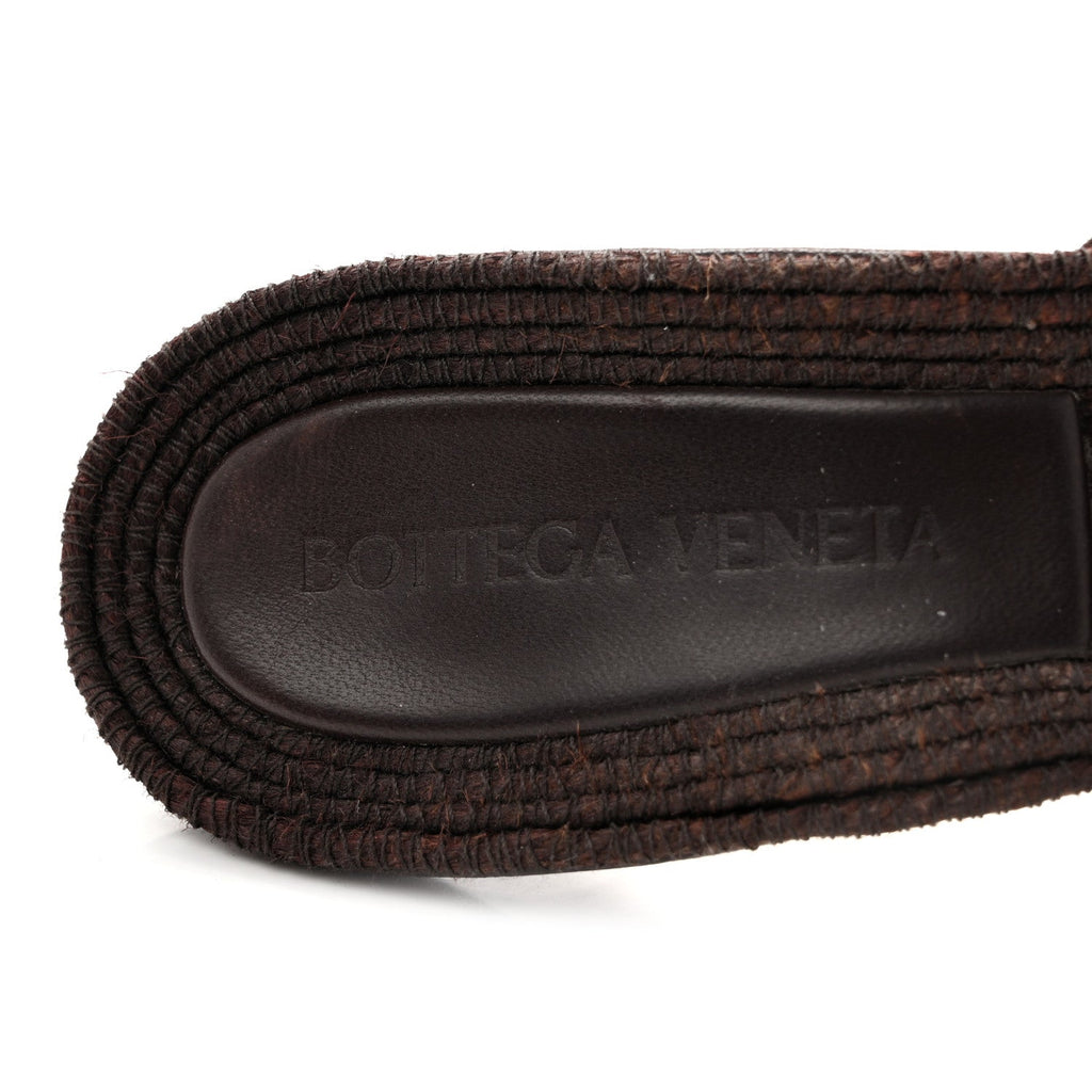 Raffia Elasticized Stretch Mule Sandals 39 Bitter Chocolate