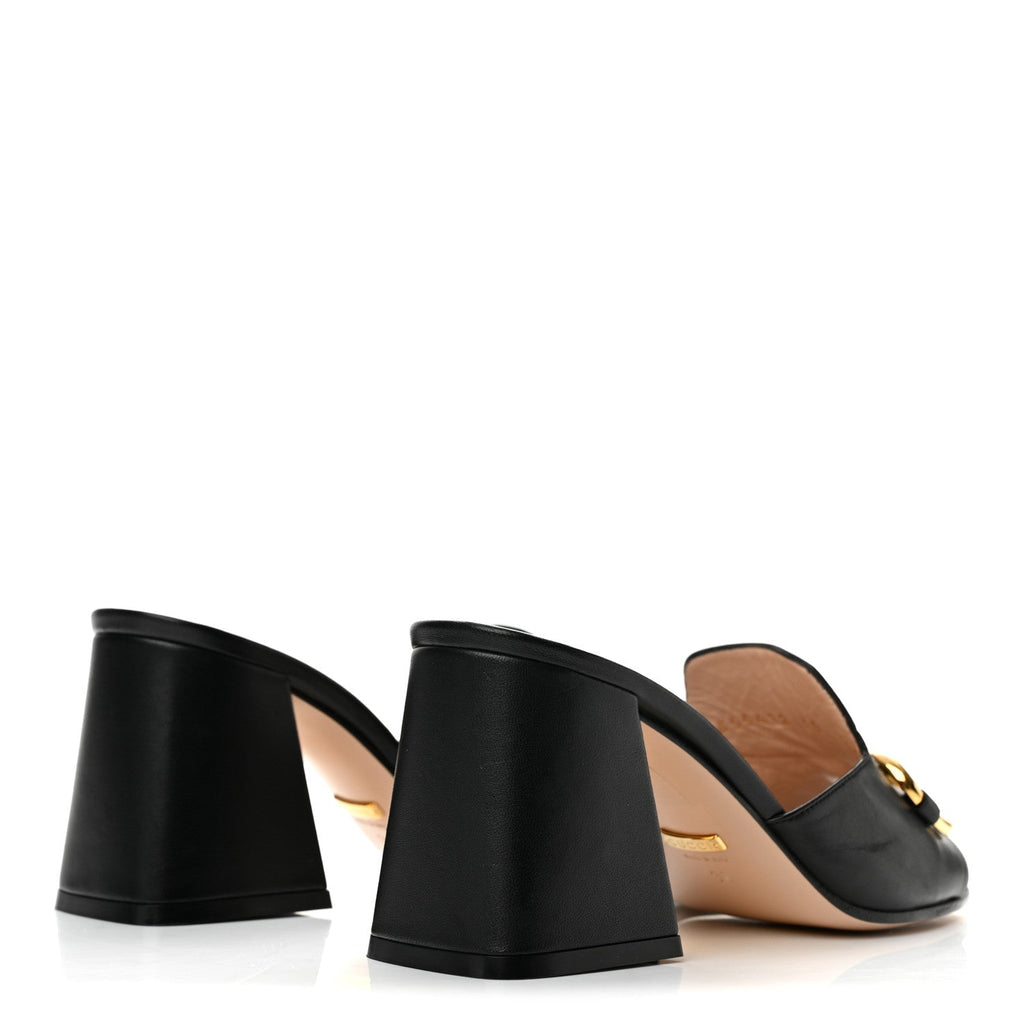 Nappa Horsebit 75mm Slide Sandals 36 Black