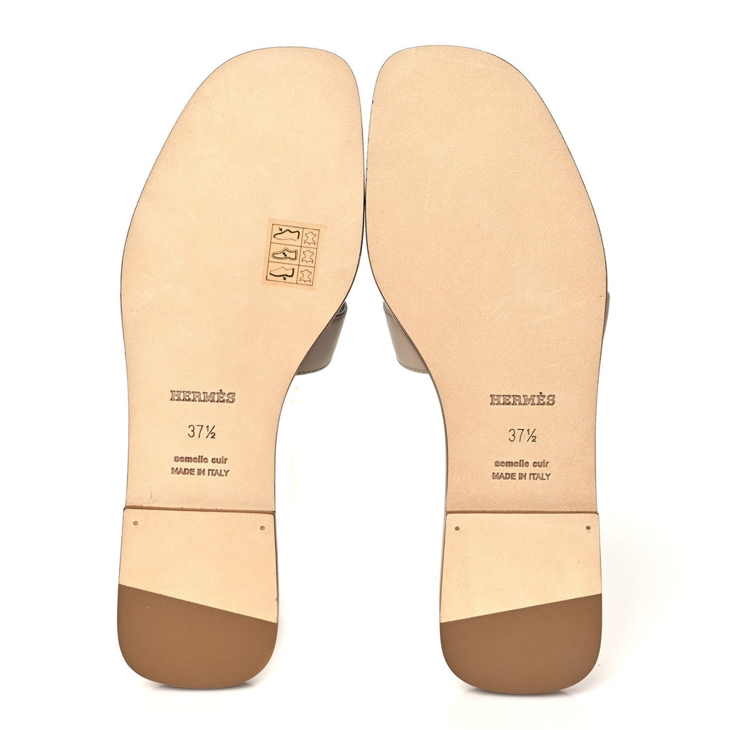 Box Calfskin Oran Sandals 37.5 Beige Nude
