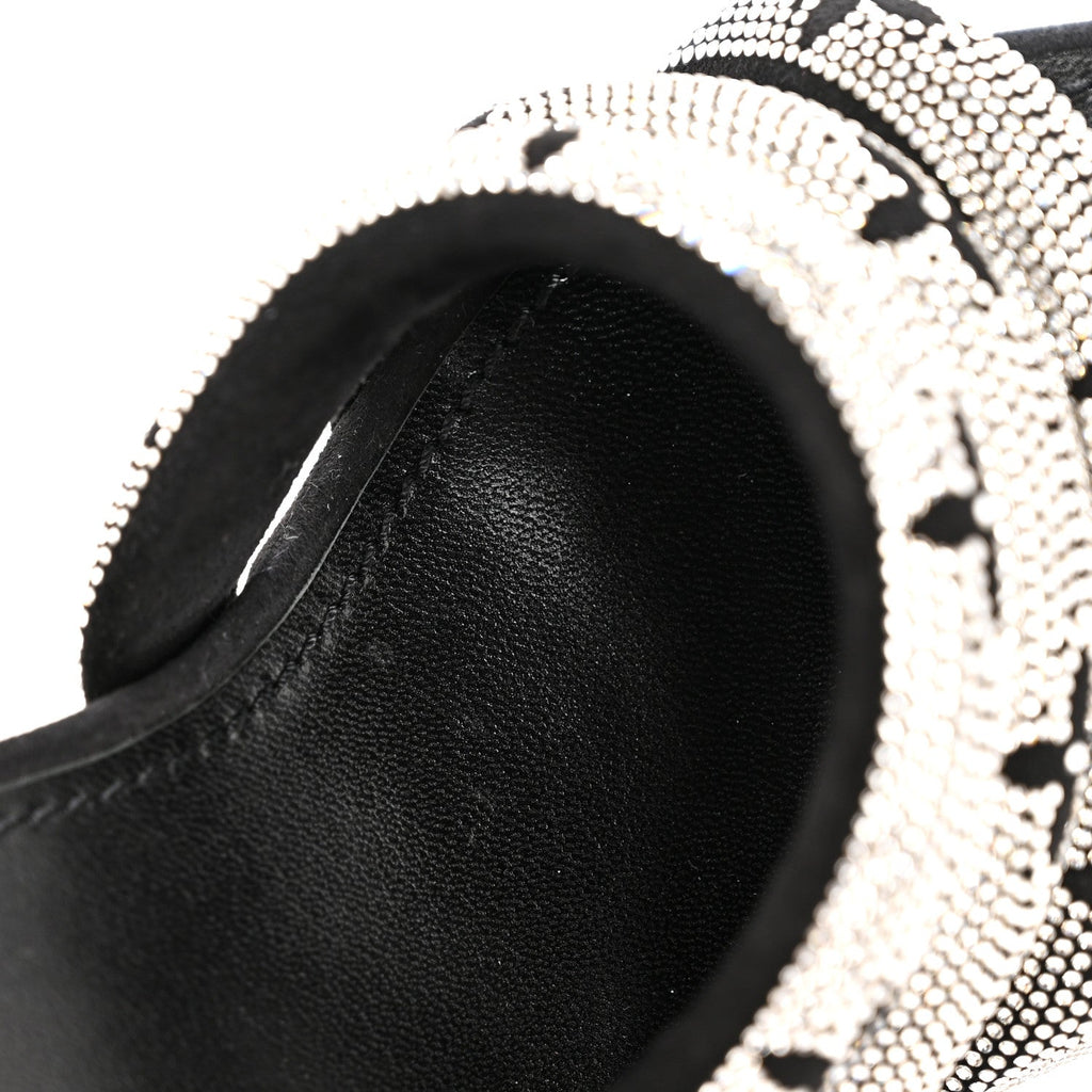 Monogram Crystal Velvet High Heel Mules 37 Black