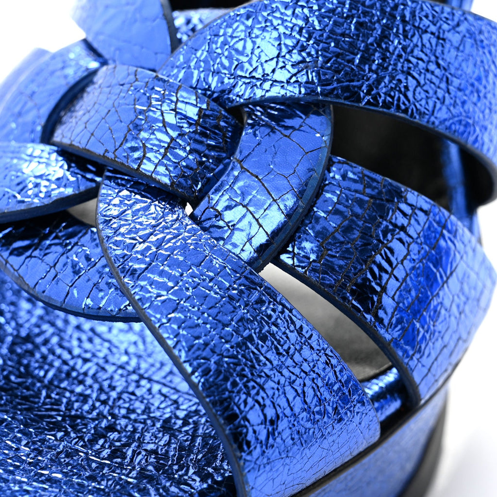 Metallic Calfskin Tribute 105 Platform Sandals 37 Blue
