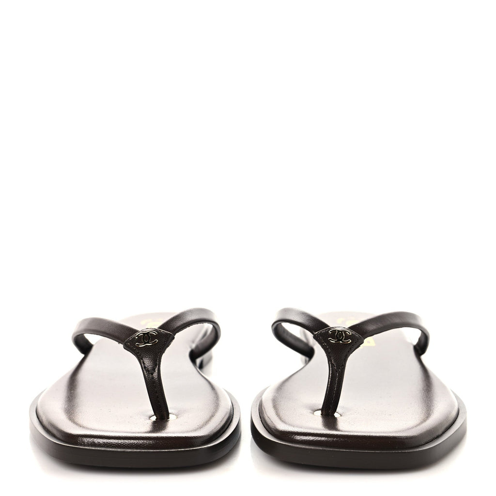 Goatskin CC Times Square Thong Sandals  37.5 Brown