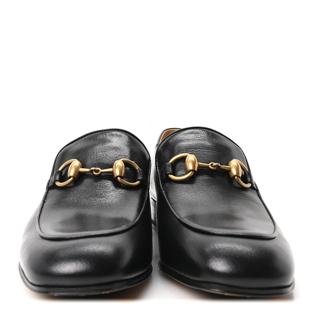 Goatskin Womens Horsebit Mid-Heel Loafers 37 Black