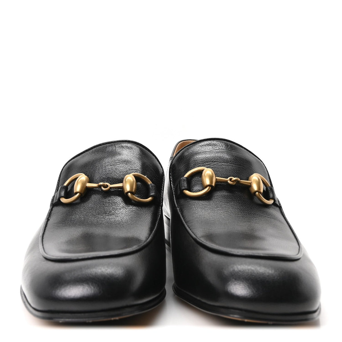 Goatskin Womens Horsebit Mid-Heel Loafers 37 Black