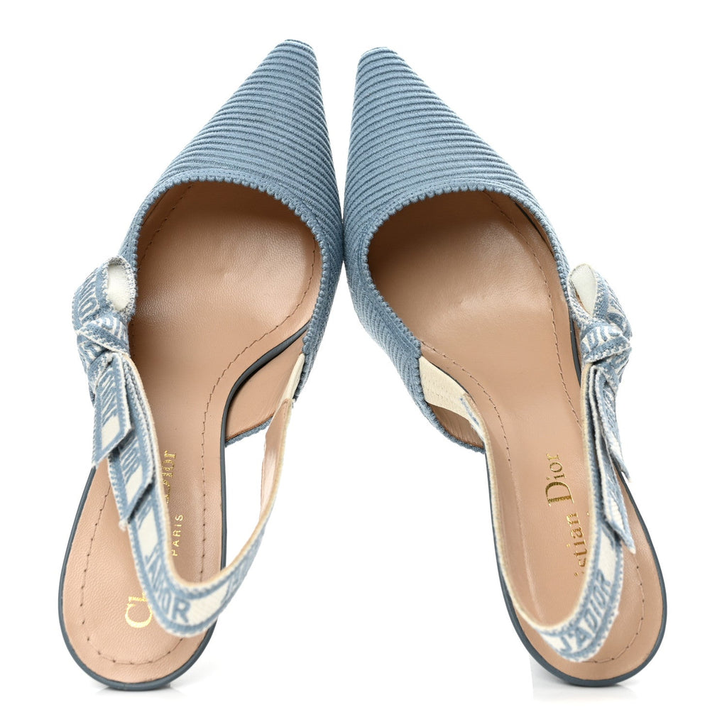 Cotton Ribbon Embroidered J'Adior Slingback 65mm Pumps 36.5 Denim Blue