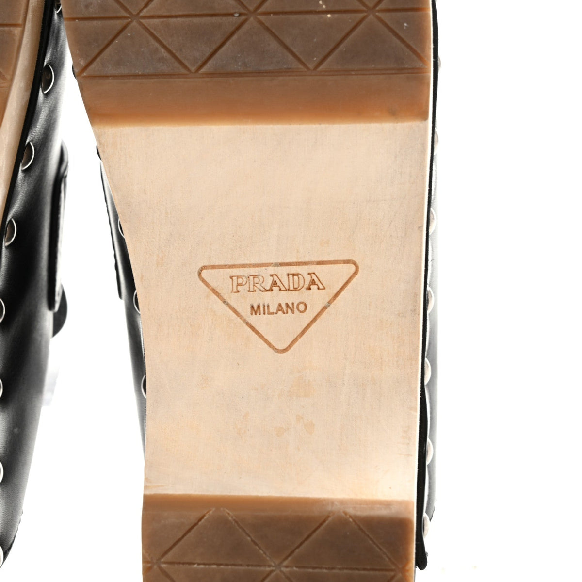 Natural Calfskin Metal Triangle Logo 45mm Clogs 40 Black Sabbia