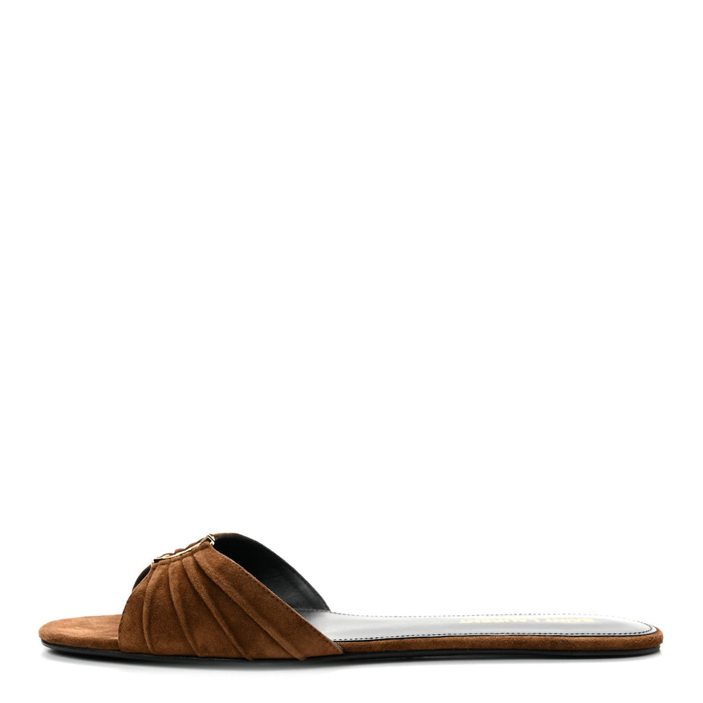 Suede Babylone Slide Sandals 36.5 Dark Havana