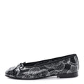Calfskin Camellia Printed Cap Toe Ballerina Flats 36.5 Black White