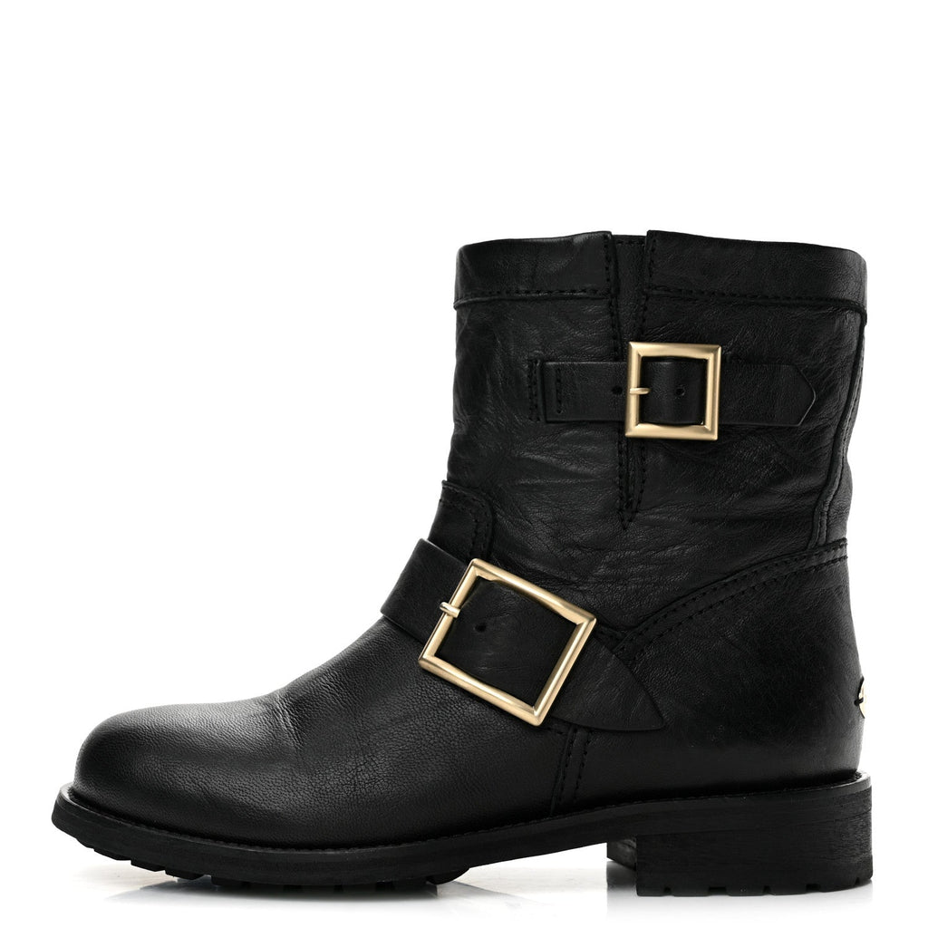 Biker Lambskin Youth Biker Boots 35 Black