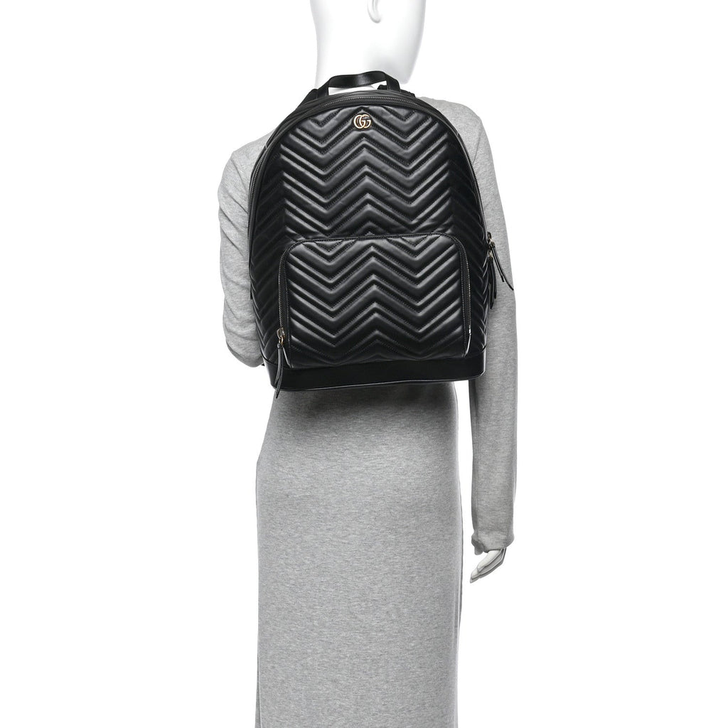 Calfskin Matelasse GG Marmont Day Backpack Black