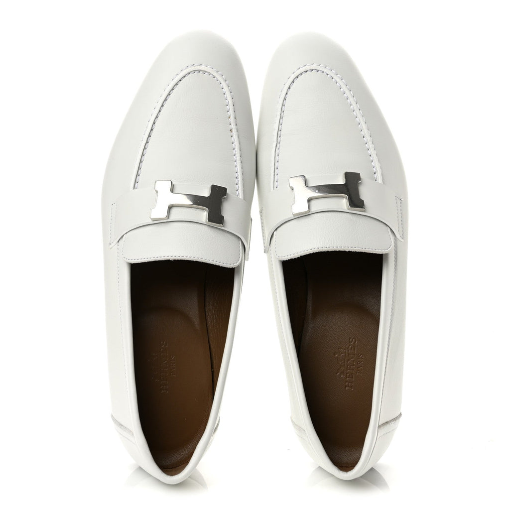 Calfskin Womens Paris Loafers 38 White