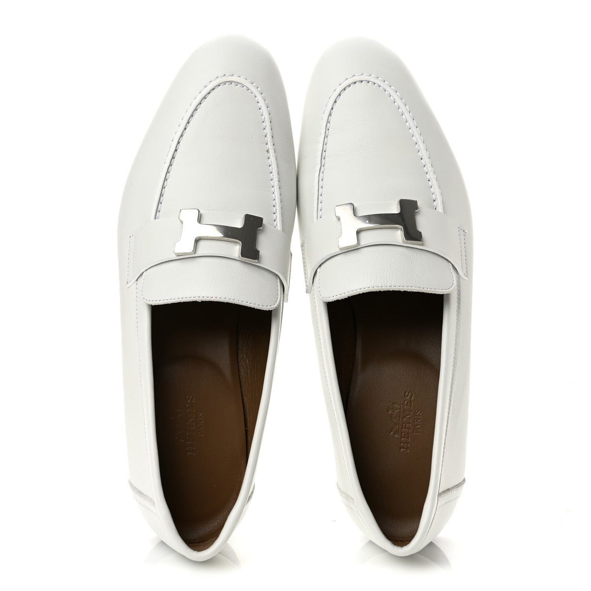 Calfskin Womens Paris Loafers 38 White