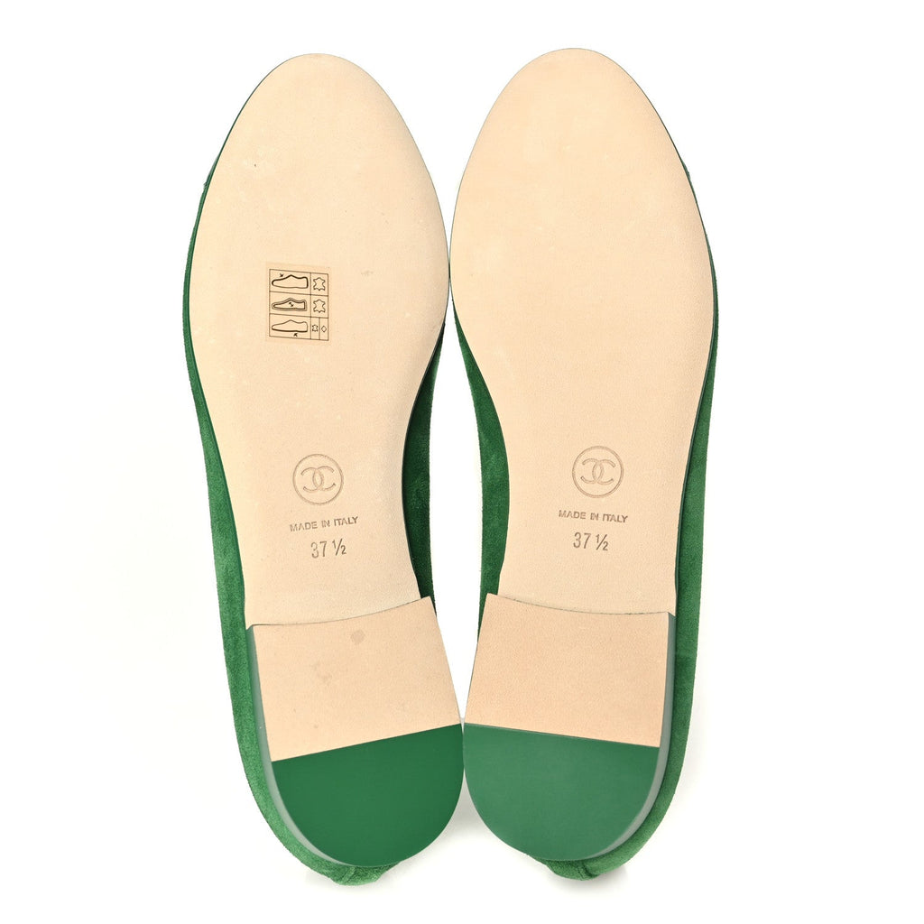 Suede Patent Cap Toe CC Ballerina Flats 37.5 Green