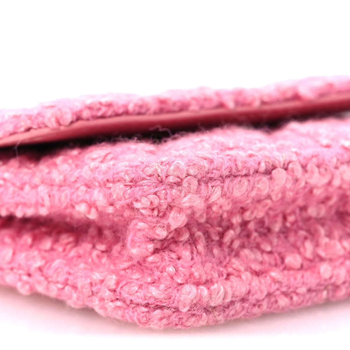 Tweed Quilted Flap Chain Waist Bag Pink