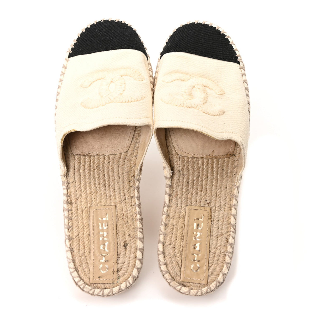 Denim CC Espadrille Mules 40  White Black