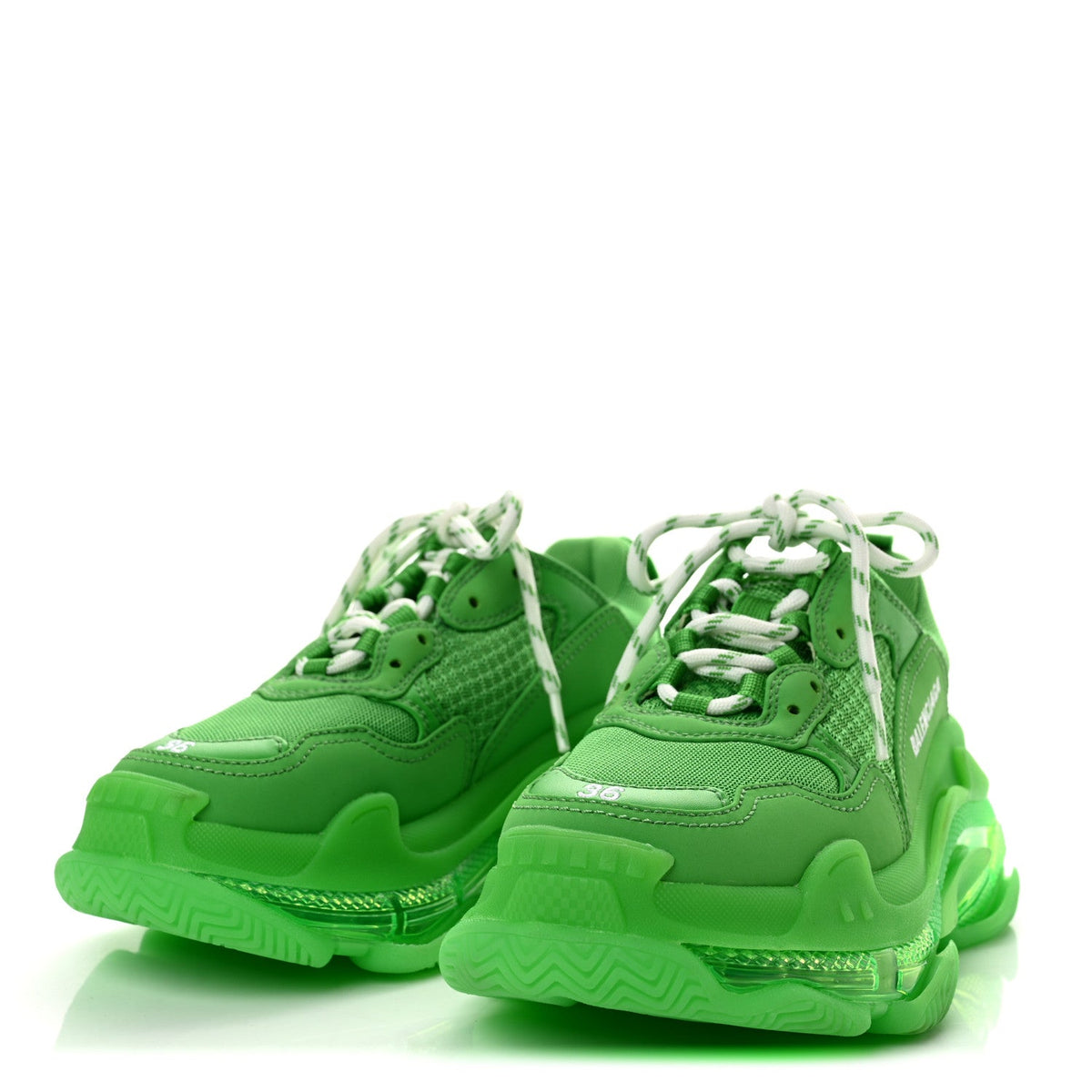 Fabric Mesh Clear Sole Womens Triple S Sneakers 36 Fluo Green