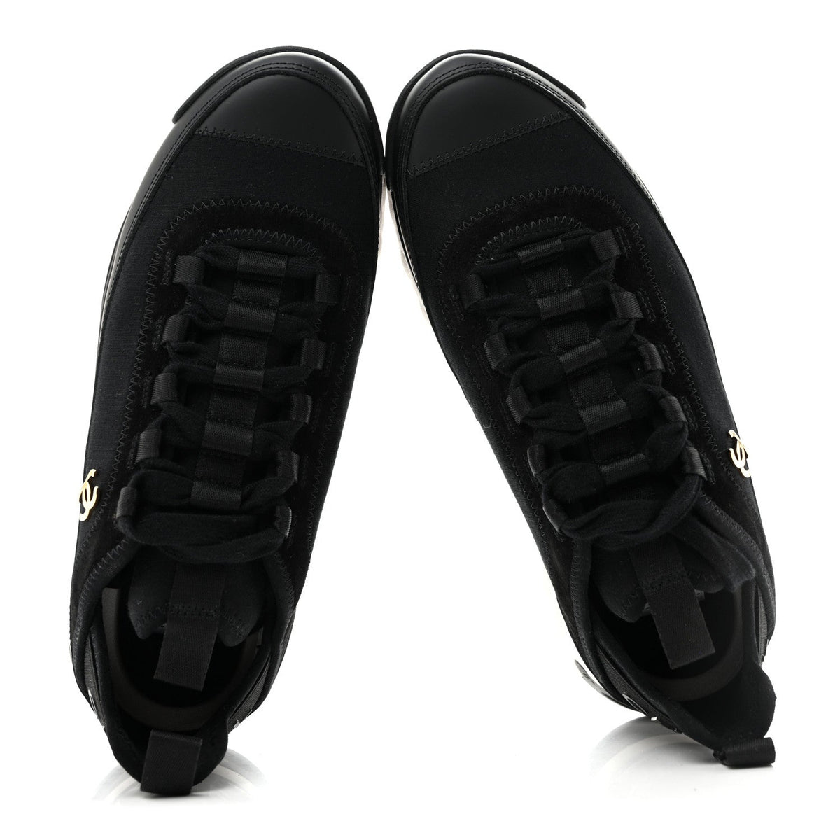 Velvet Calfskin Mixed Fibers CC Sneakers 37 Black