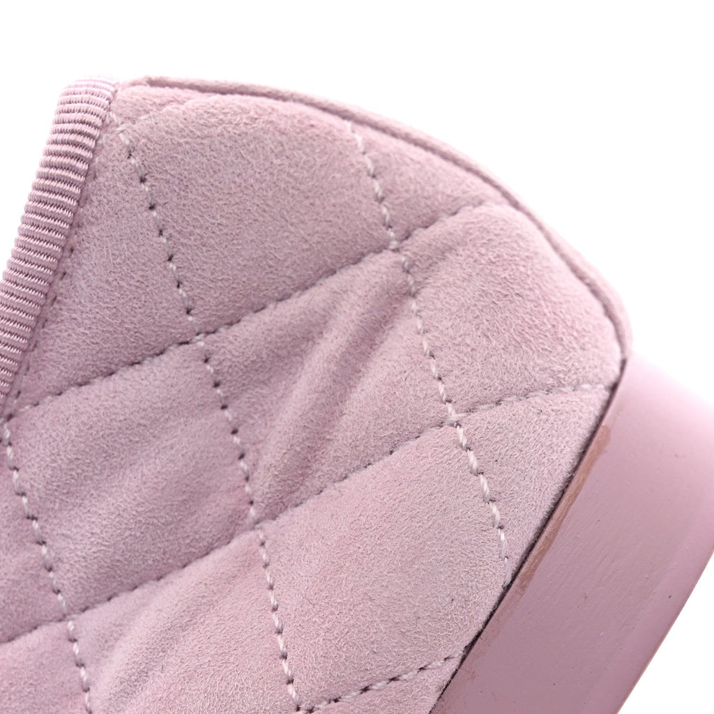 Suede Quilted Cap Toe CC Ballerina Flats 38.5 Light Pink