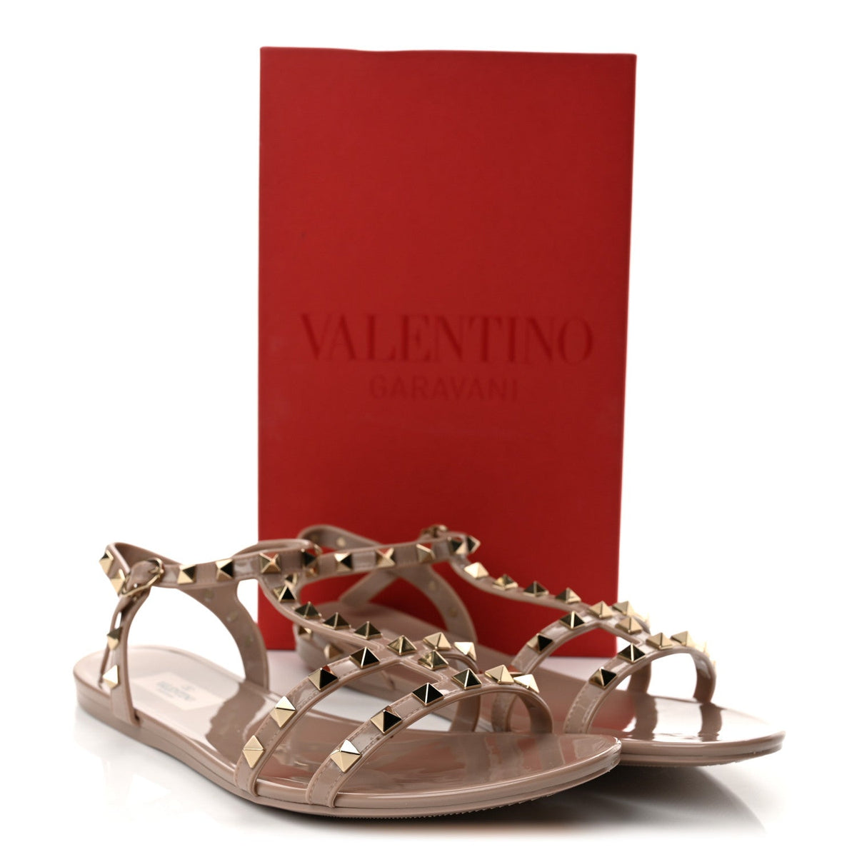 PVC Jelly Rockstud Caged Sandals 41 Poudre