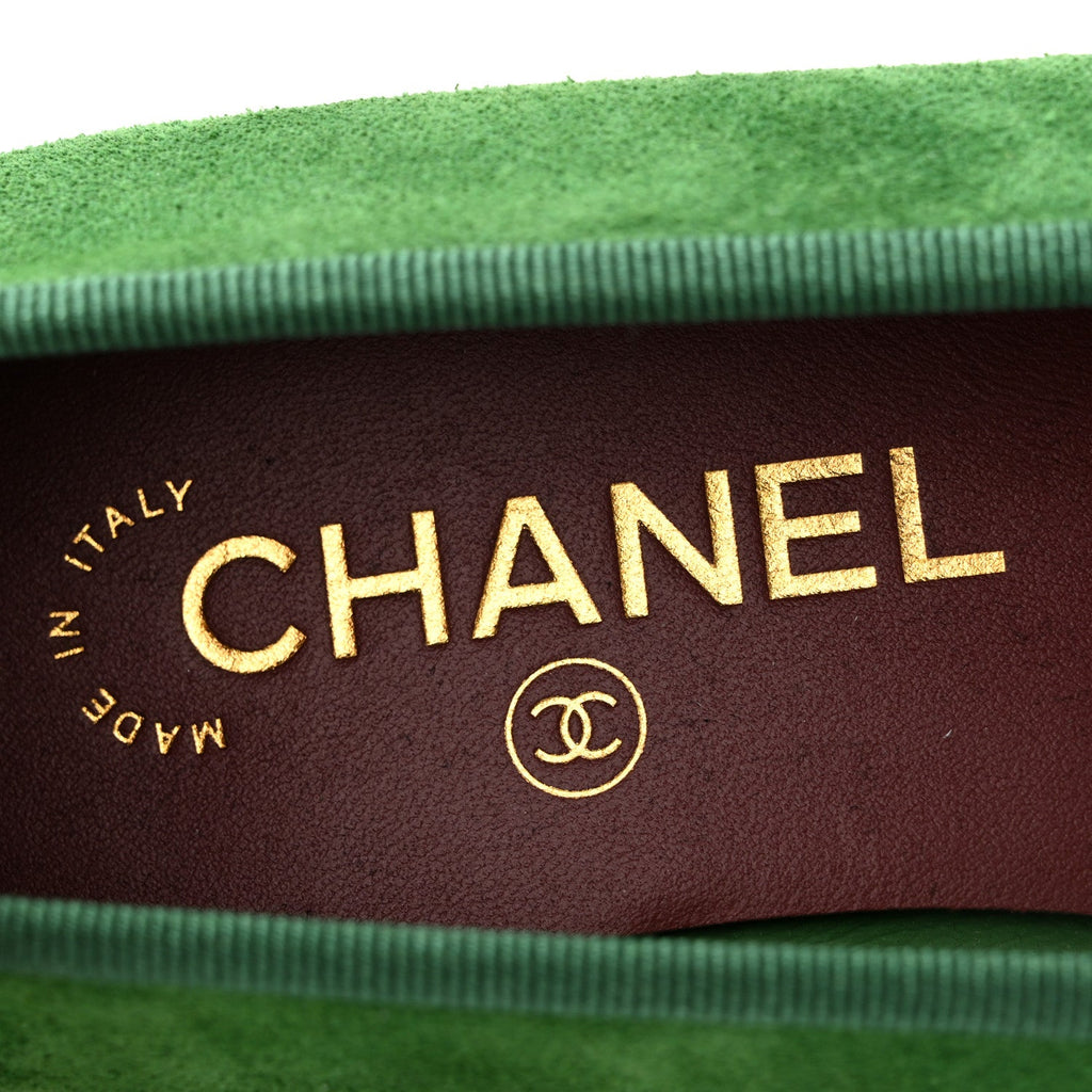 Suede Patent Cap Toe CC Ballerina Flats 36 Green