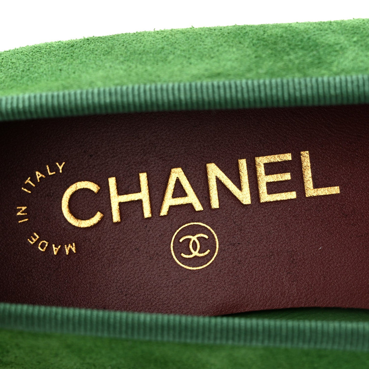 Suede Patent Cap Toe CC Ballerina Flats 36 Green