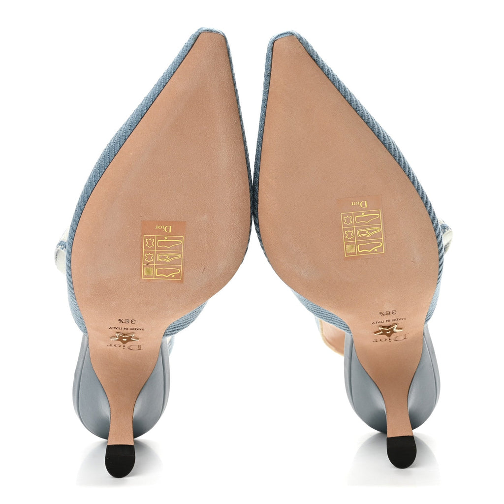 Cotton Ribbon Embroidered J'Adior Slingback 65mm Pumps 36.5 Denim Blue