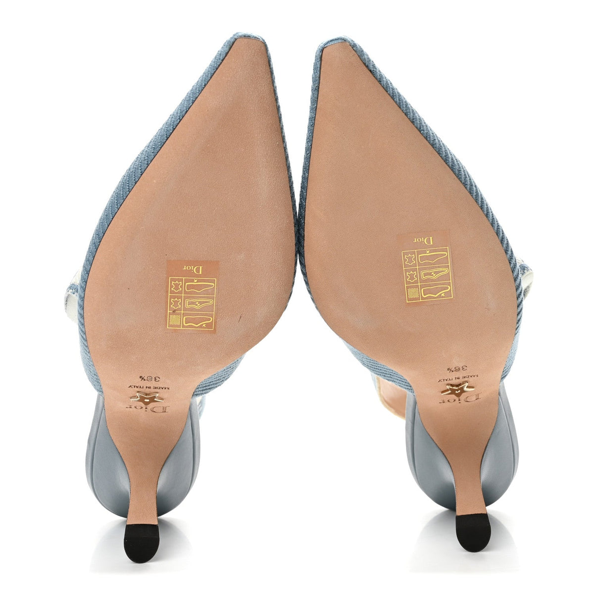 Cotton Ribbon Embroidered J'Adior Slingback 65mm Pumps 36.5 Denim Blue