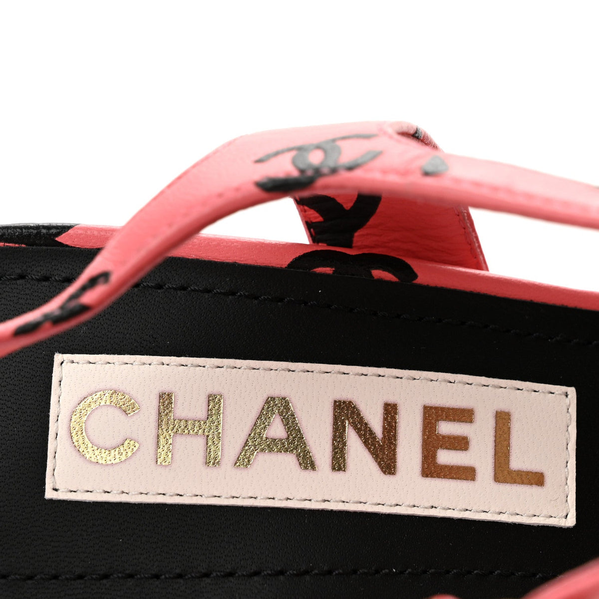 Printed Lambskin Coco Beach Sandals 37 Pink Black