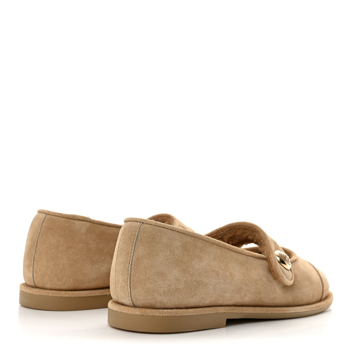 Suede Cap Toe CC Mary Jane Flats 36 Beige
