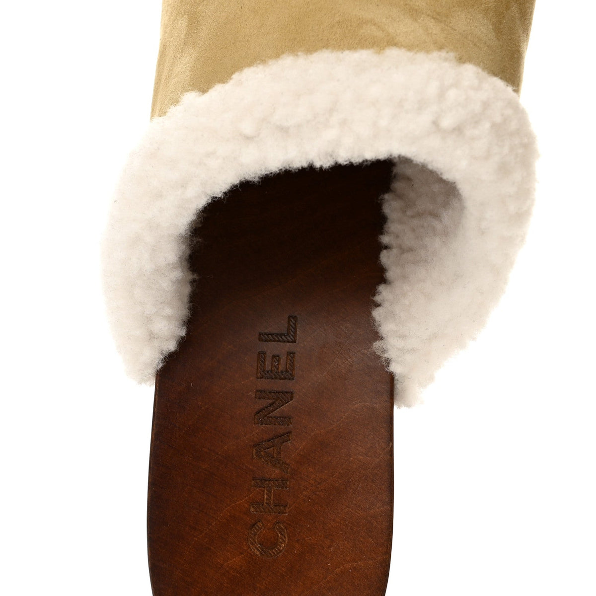 Suede Shearling CC Clogs 40 Beige