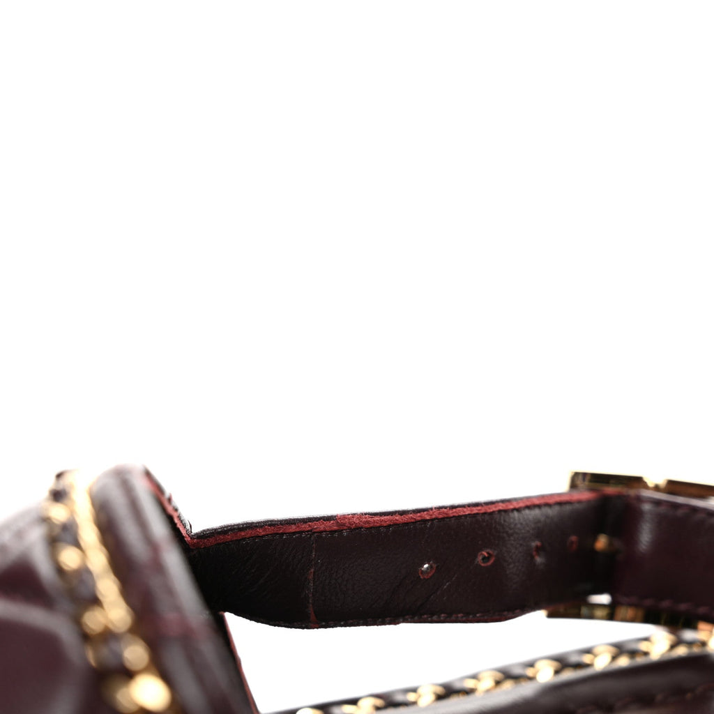 Shiny Lambskin Quilted Chain Around CC Platform Sandals 36 Burgundy