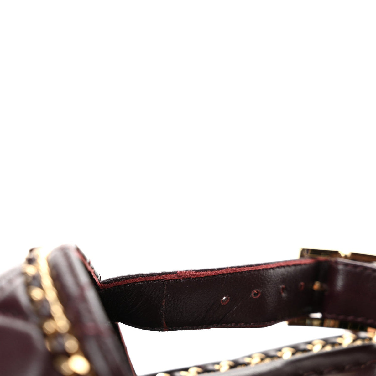 Shiny Lambskin Quilted Chain Around CC Platform Sandals 36 Burgundy